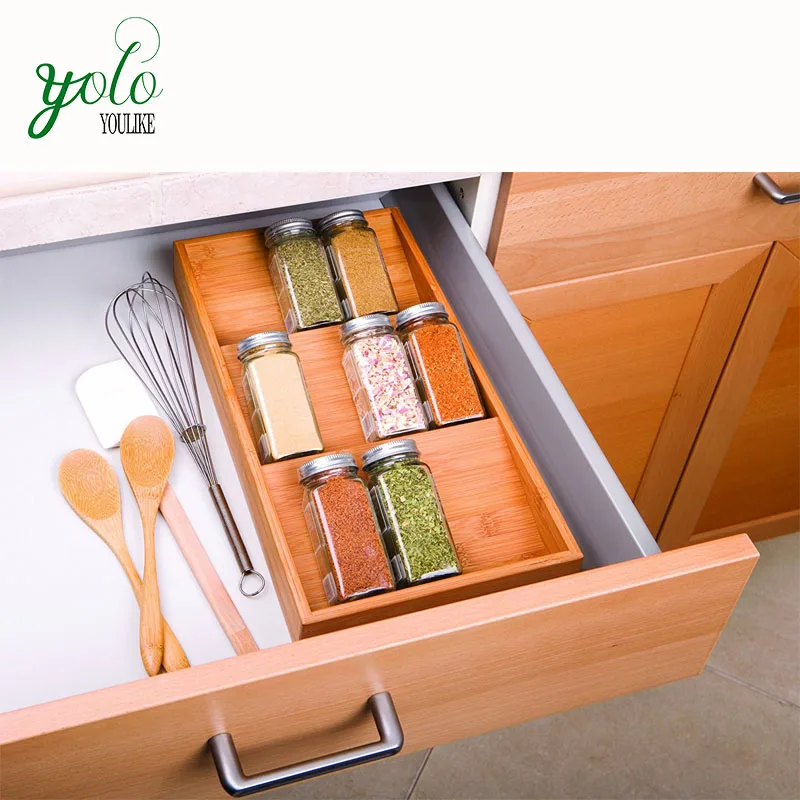 3-ярусный бамбуковая подставка для специй шкаф ящик лоток организатор