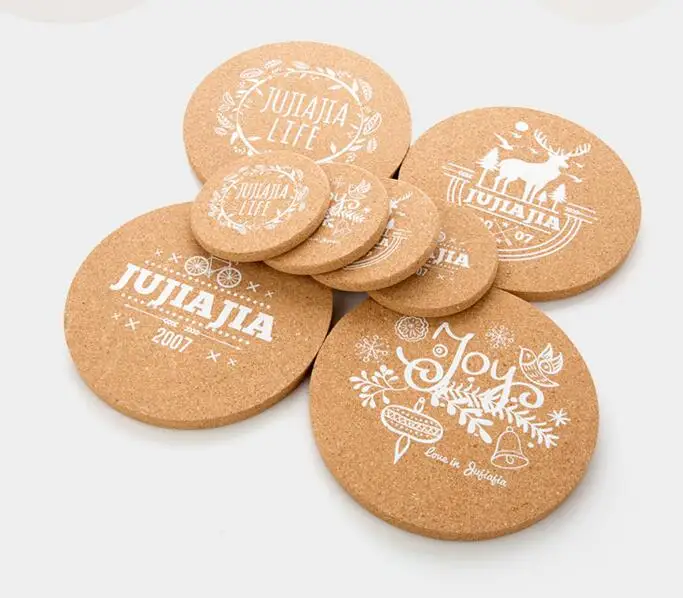 Коврик для чашки с логотипом на заказ Экологичная пробковая посуда однотонная пустая круглая подставка круглые подставки защиты стола