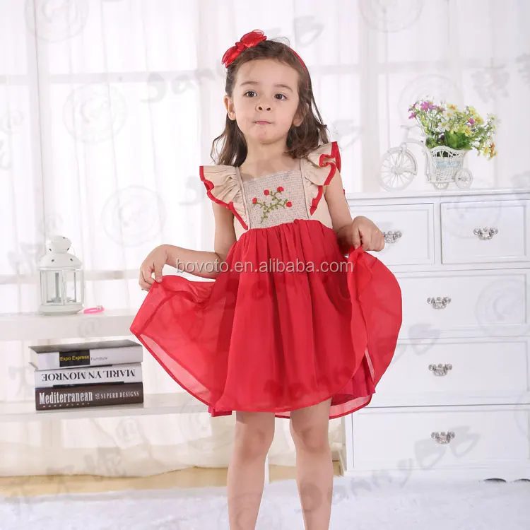 Children girls flower embroidery dress girls princess easter spring frock design dress