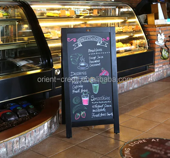 2018 Hot Sale Wooden Black A-Frame Blackboard Chalkboard Outdoor and Indoor Sign/Easel for Chalk and Chalk Marker Use