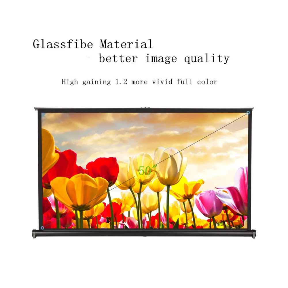 Factory direct selling 40 inch mini portable foldable mobile table projection screen /desktop projection screen