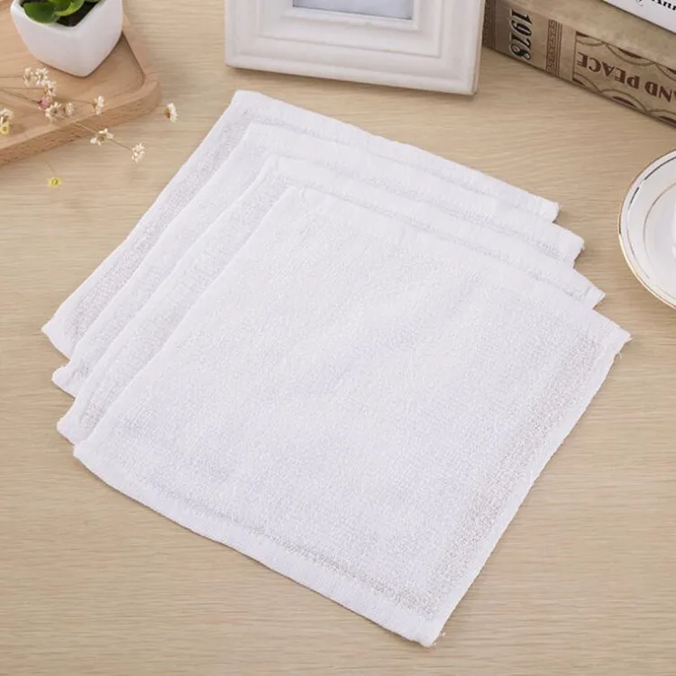 Custom logo kichen hand towel 100% cotton soft white hotel airline disposable compressed cotton face towel for airline spa