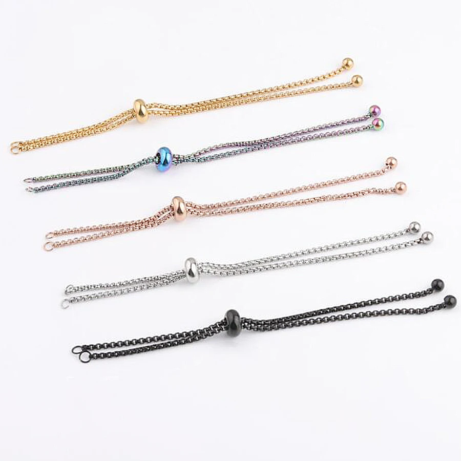 Stainless Steel DIY Jewelry Findings 11cm 1.8mm Adjustable Extend Box Chain Bolo Chain for  Bracelet Making