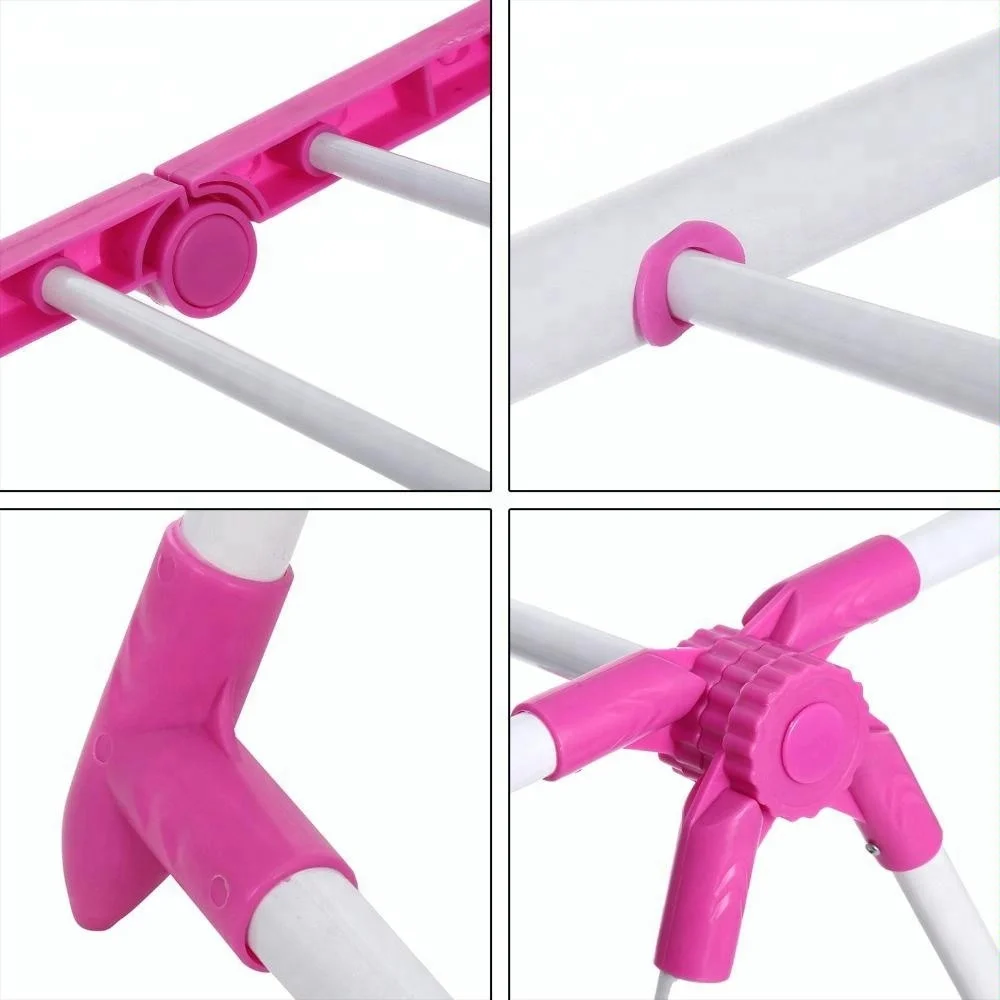 Portable Indoor Outdoor Folding 2-Tier Winged Clothes Drying Rack