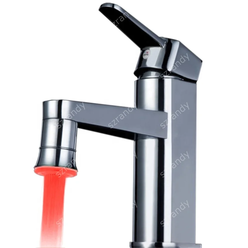 Single Red Color Brass water glow kitchen faucet