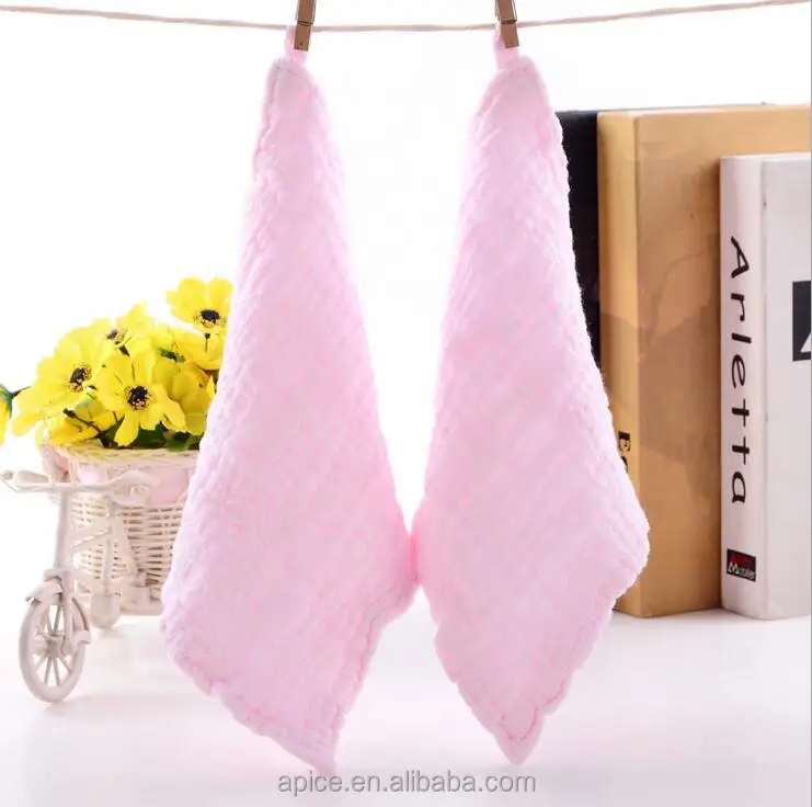 
Organic cotton soft solid color wrinkle swaddling baby muslin washcloths 