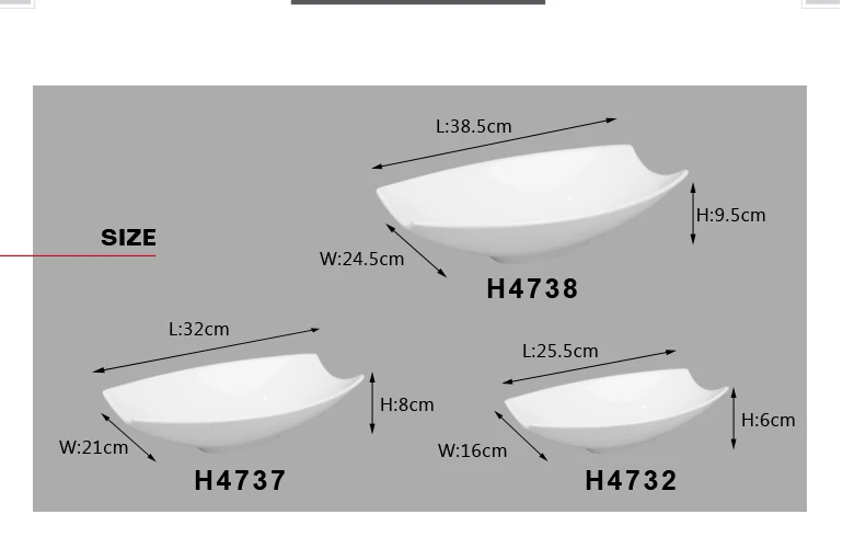 China factory direct selling boat shape fruit salad ceramic bowls soup ceramic bowl set