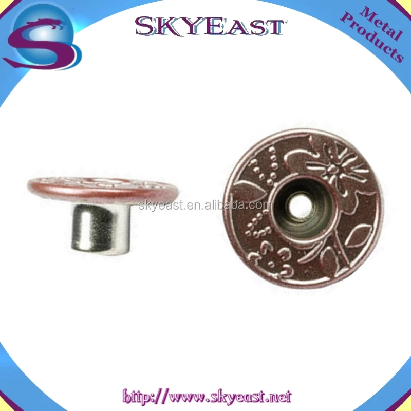 Wholesale Raised Logo Open Top Single Pin Jean Shank Buttons