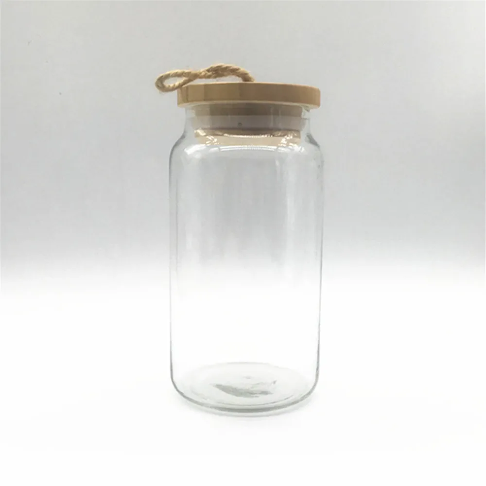 
Food containers in the kitchen Glass jars with wooden covers are used for storing food 