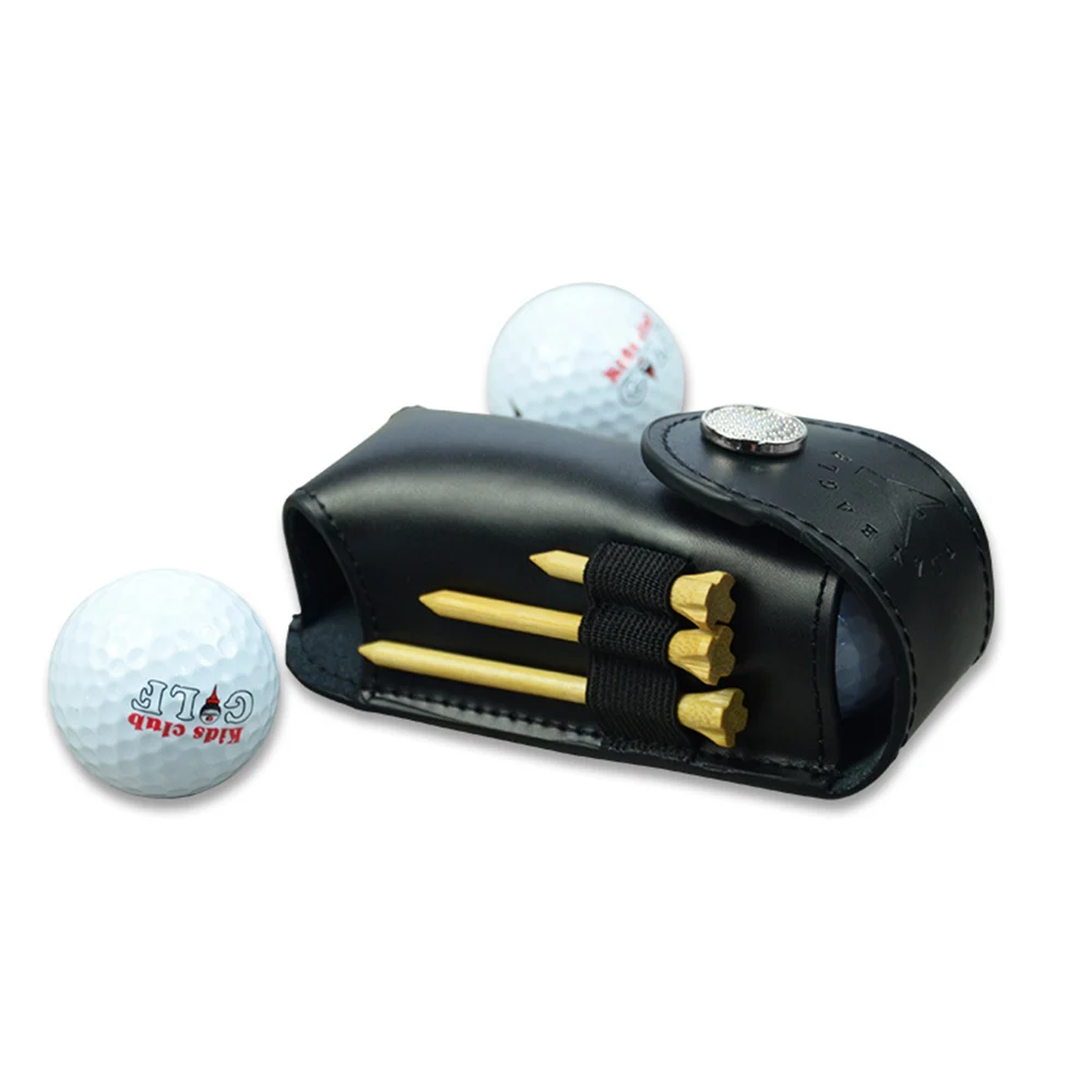 PLAYEAGLE Leather Golf waist pouch black golf accessories bags wholesale golf ball bag