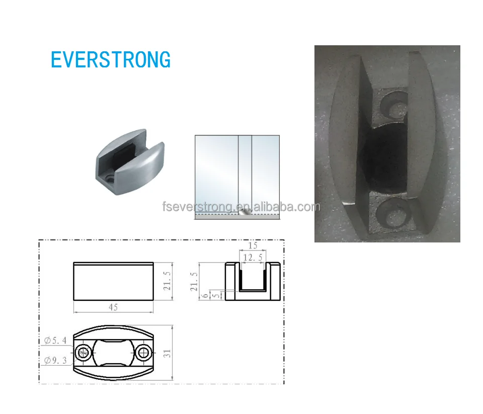 Adjustable  floor glass clamp or  glass door fitting L020 sliding floor guide with 8 to 14mm thickness