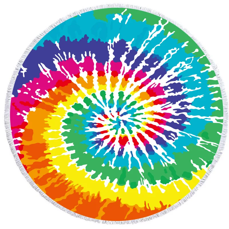 POD FBA New 100% microfiber custom large beach towel 3D Printed with tassel fringe