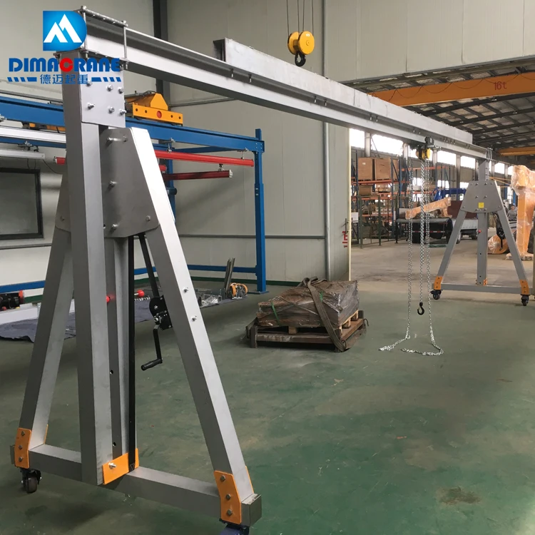latest design aluminum alloy with largest span 8m 1000 kg 500kg portable mini  gantry crane price