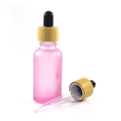 1 унция 30 мл матовая черная красная белая зеленая синяя фиолетовая стеклянная бутылка-капельница с бамбуковой деревянной крышкой