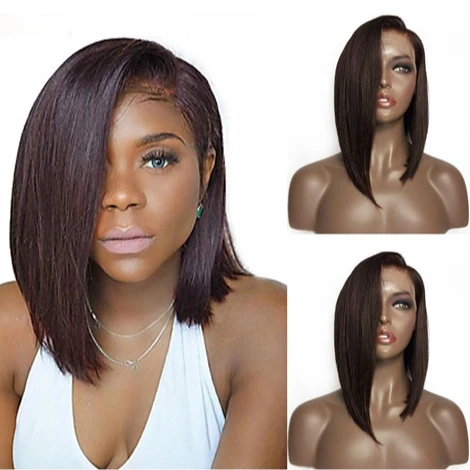 
Short side part straight lace front wigs 