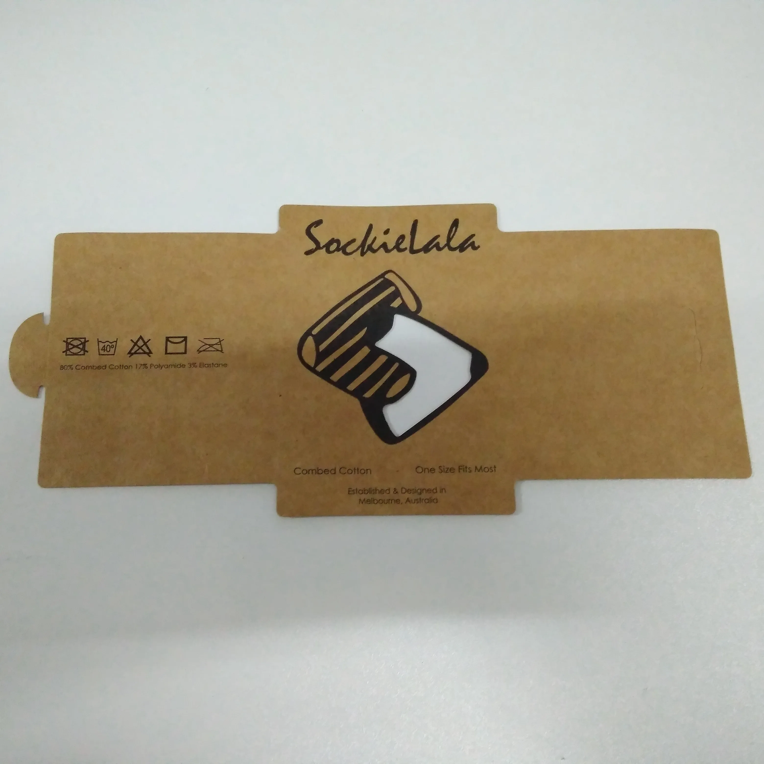Custom order biodegradable kraft paper sock sleeve packaging