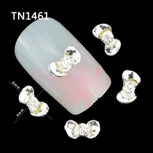 Blueness 10Pcs Silver Ingots Fingernail Strass Manicure Tips Glitter Rhinestones For Charms 3D Alloy Nail Art