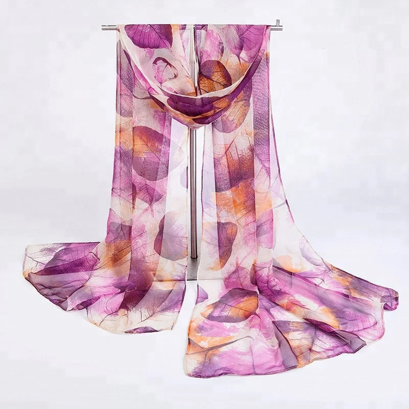 cheap leaf head japanese scarf women bulk silk scarves