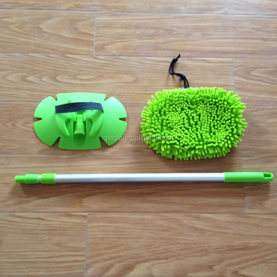 Qingle Extended chenille car wash cleaning mop with 2 telescopic aluminum handle