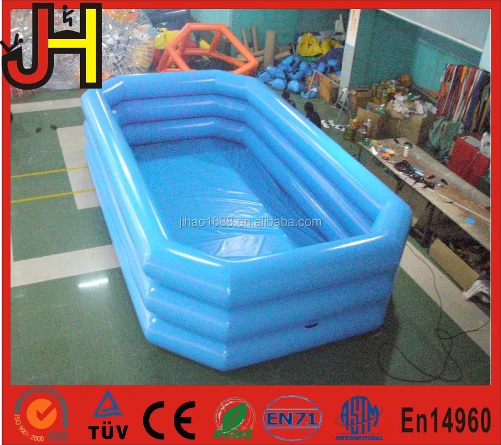 Three Tubes Inflatable Blue Rectangular Swimming Pool for Familly