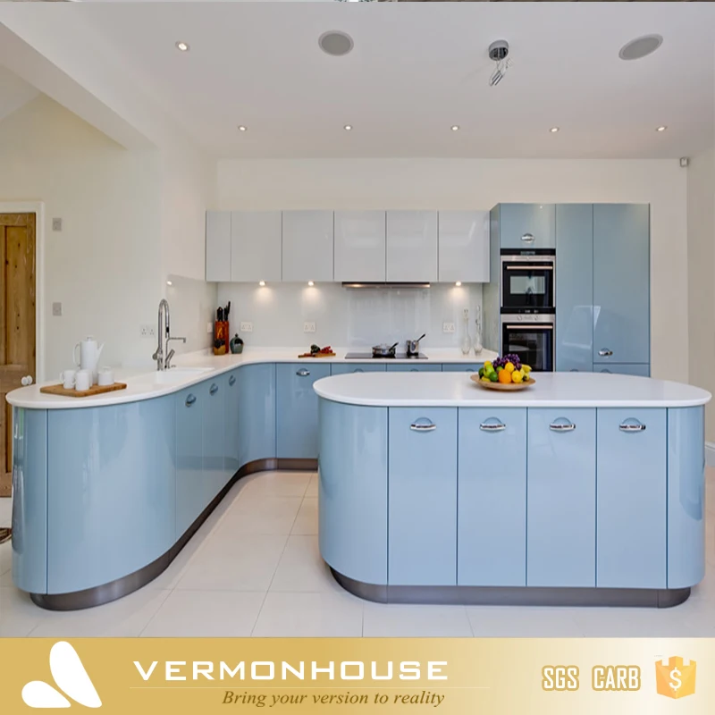 2018 Hangzhou Vermont Kitchen Furniture Set with Nice Curved Design Made in China