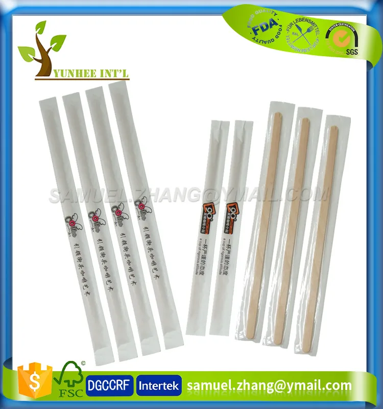 F-S-C F-D-A Approved Round End Birch Wood Coffee Stirrer