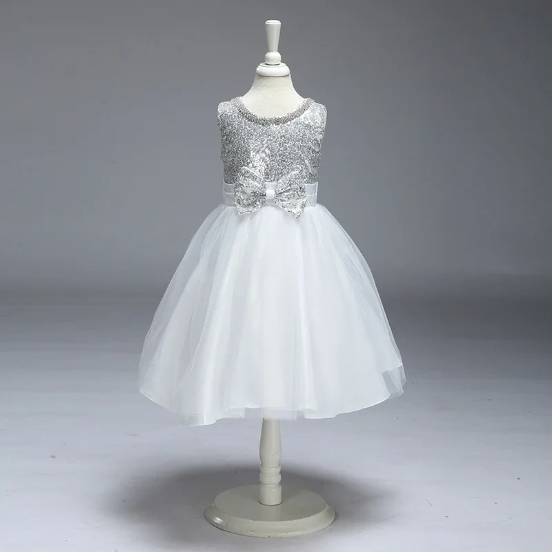 2017 Alibaba Latest Modern Sequin Casual Tuall Flower Girl Dress For Wedding