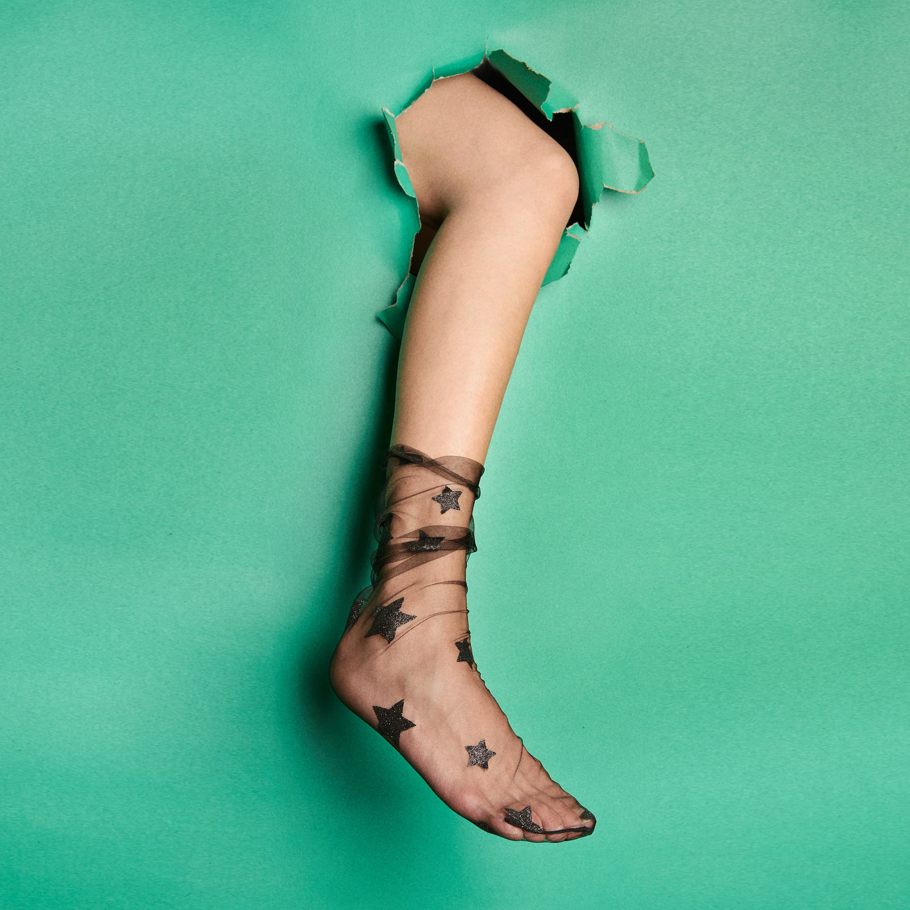 New Fashion black twinkle stars lady fishnet socks thigh high socks