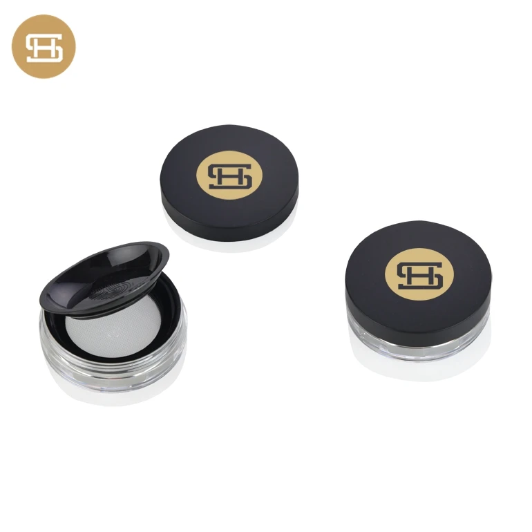 
Новый дизайн, пустой контейнер для пудры и основы для пудры с эластичной сеткой, черная сетка с закручивающейся крышкой, сетчатая банка 