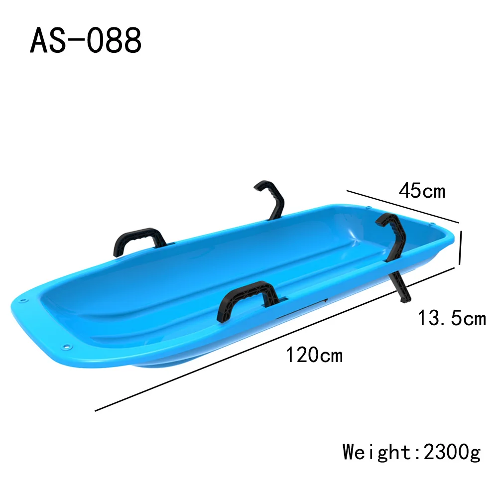 Snow Sleds Luge Classic Green Plastic Double Seat Sledge with Brake -Toboggan/ Steering handle brakes,seat, pull cord Toboggan