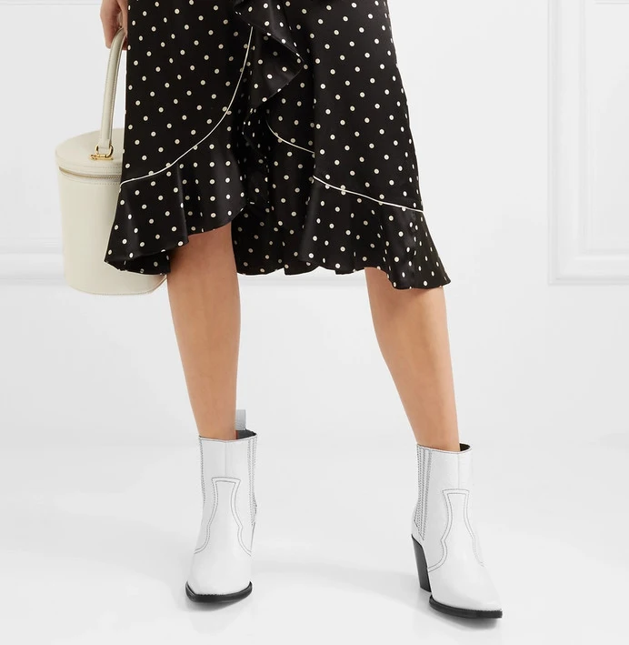 Женские ботильоны Техасские на квадратном каблуке красные лакированные полусапожки без застежек коричневые ковбойские ботинки с крокодиловым принтом среднем 2019