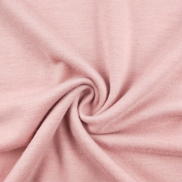 Plain dyed polyester rayon spandex single jersey knitting shirt fabric wholesale