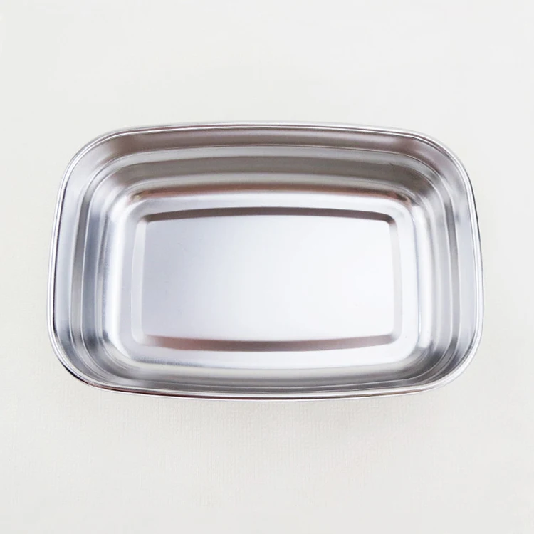 
Stainless steel 304 high quality square crisper lunch food container with plastic seal cover/lid, food storage box 
