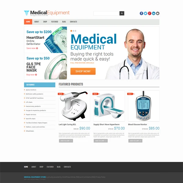 Online Shopping website design and development for Medical Equipements