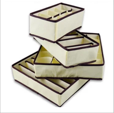 4pcs/Set Collapsible Storage Boxes For Bra Underwear Folding Closet Organizer Drawer Divider Container