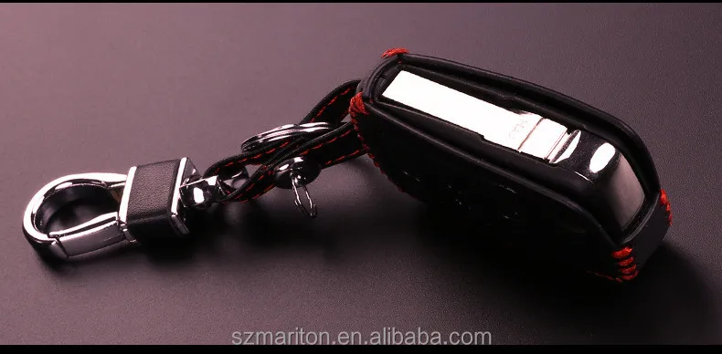 3D Black Car Remote Aritical Threading Leather Car Key Case Cover For VW Polo Golf6 CC Golf7 3 foldable buttons