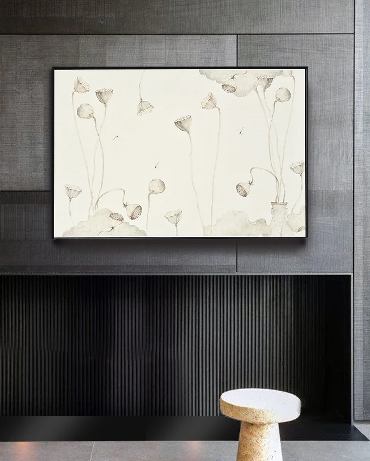 60x90cm Decorative Narrow Profile Black White Wooden Floating frame Canvas Floater Frame