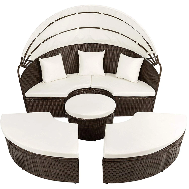 Торговая гарантия индивидуальная круглая ратанговая Роскошная уличная садовая кушетка