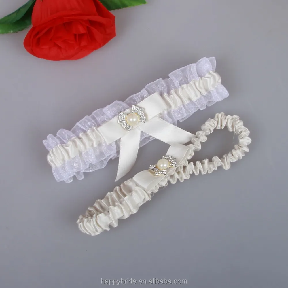 Factory cheap Handmade Silk Ribbon Wedding Leg Garter Belt HT0088