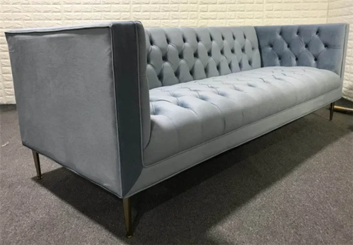 American popular stainless steel legs tufted sofa design