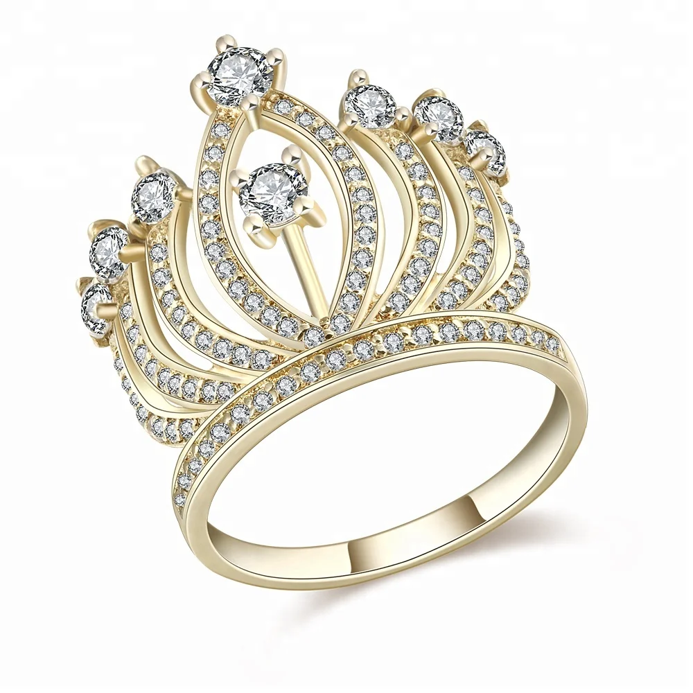 18k Gold plated 925 Silver Ring Crown Jewelry