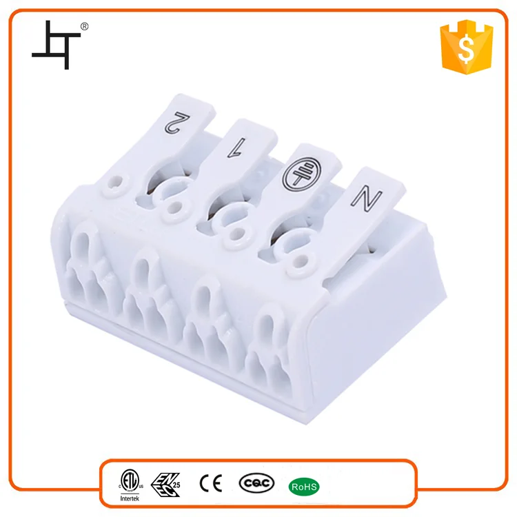 Greenway plastic 4 pin connector terminal with ground tap for LED lighting 863-4