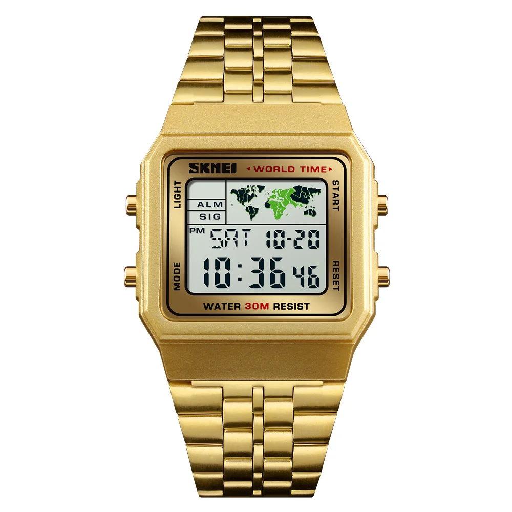 Latest sport design OEM gold japan movt digital watch water resistant custom watch logo digital wrist watch