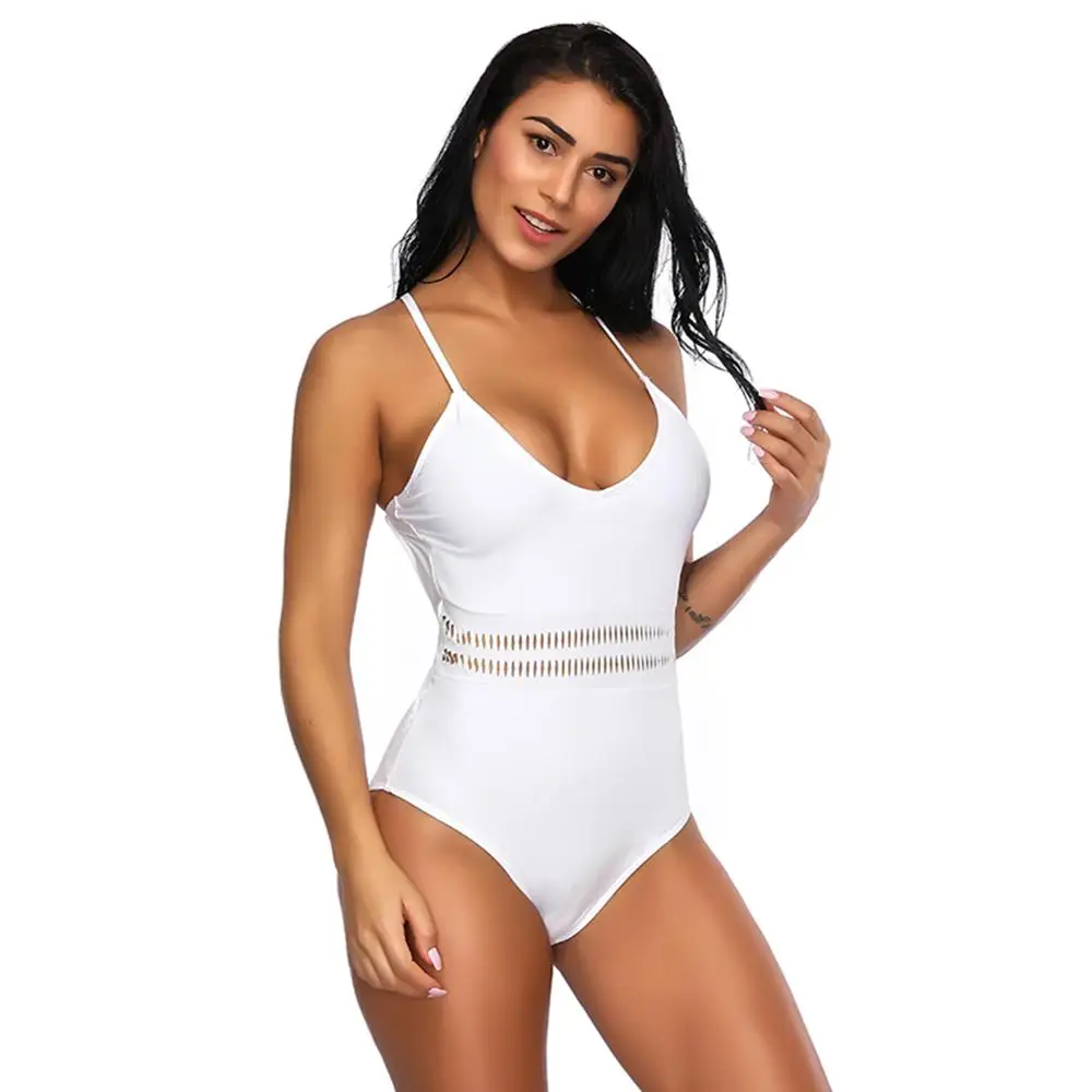 New Fashion Ladies bikini Swimwear White Waist Hollow Out Design women One Piece Swimsuit