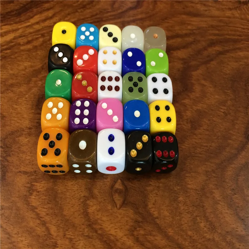 Best Promotion 16mm Multicolor Acrylic Round Corner Dice 6 sided Die Portable Table Games Dice