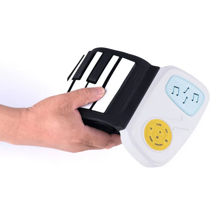 Portable Electronic Hand Roll Piano Silicone Keyboard Horn Flexible Roll Up Piano For Kids