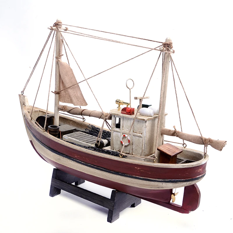 Length 32 cm wooden model fishing boat souvenir Marine gift decorative craft boat model YL014D-1