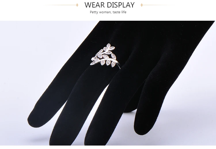 ZHILIAN 925 Sterling Silver Twisted Leaves Wishful Flower Opening Index Finger Ring