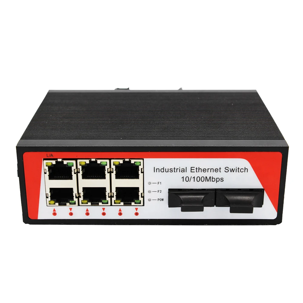 
Industrial 10/100M 2 Fiber 6 Ethernet Switch Din Rail Mount 10 47V Power Supply IP40 for Security CCTV  (62024340376)