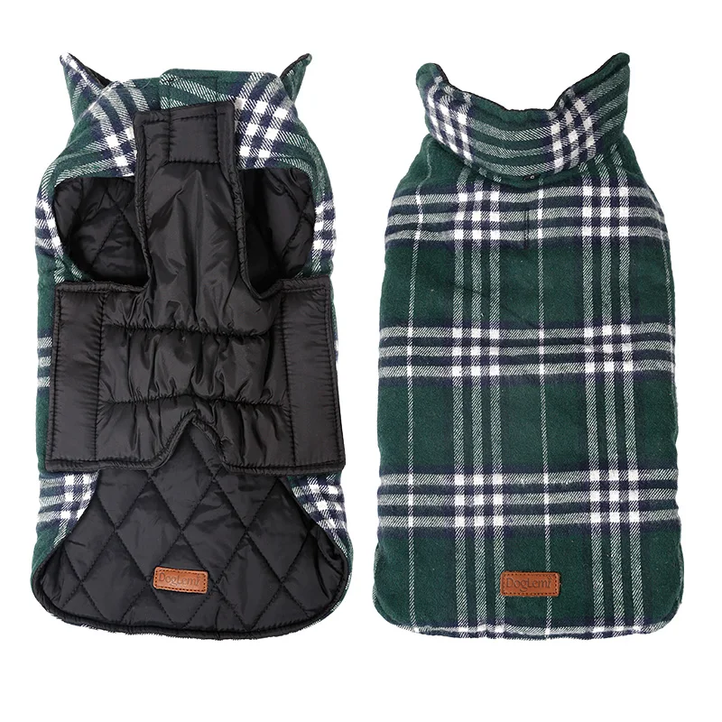 English Plaid Design Classic Dog Jacket Vest Cold Weather Winter Holiday Sweater for Dogs